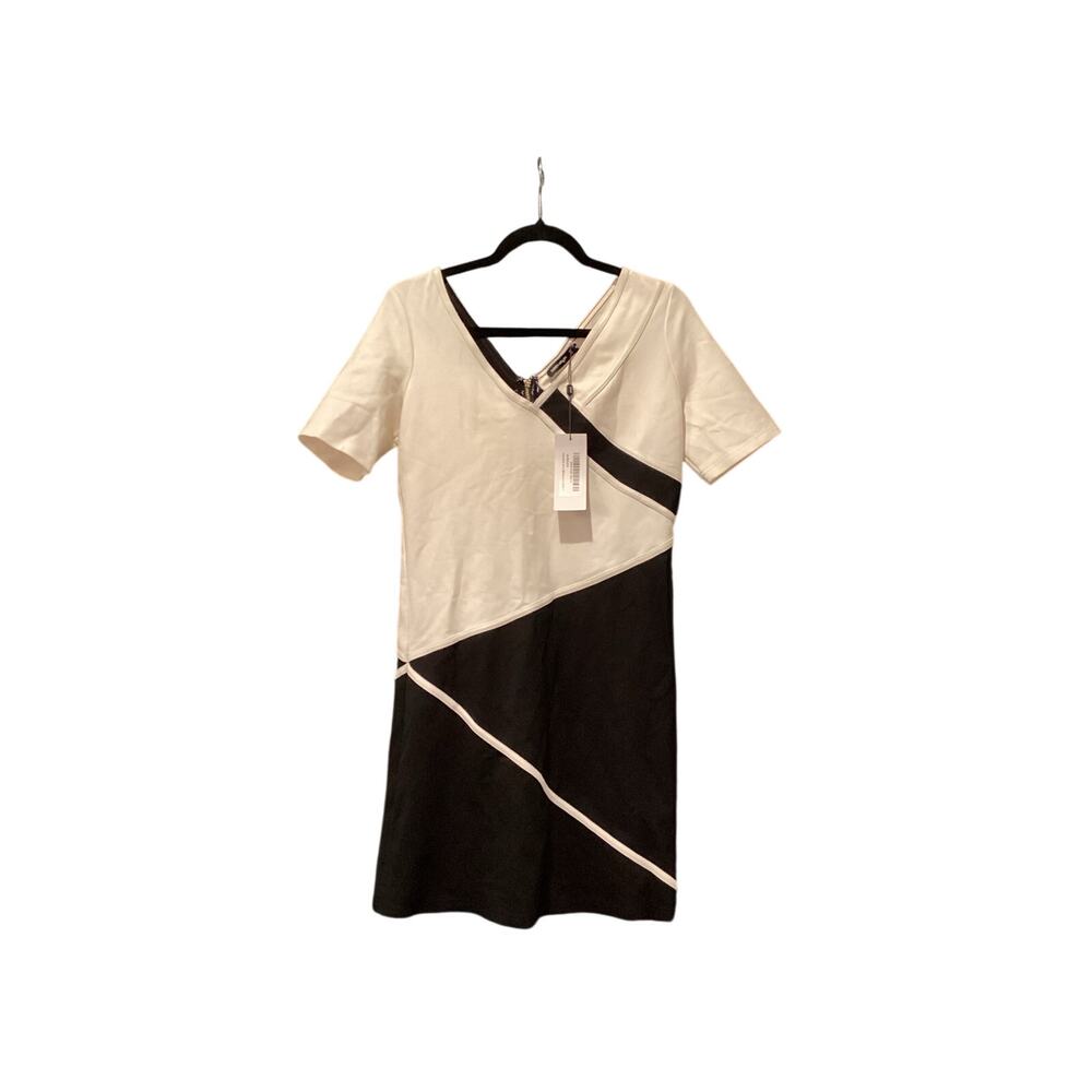 Karen Millen Color Block Jersey short sleeve zipper detail mini Shift Dress 8